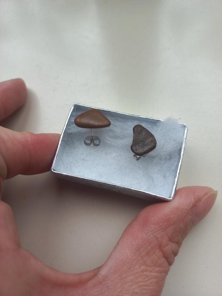 Oorbellen Stekers Natuursteen - Nieuw!, Overige materialen, Bruin, Nieuw, Ophalen of Verzenden