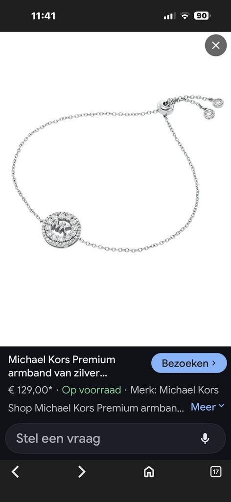 Michael Kors zilveren arrmband, Ophalen of Verzenden, Nieuw, Zilver
