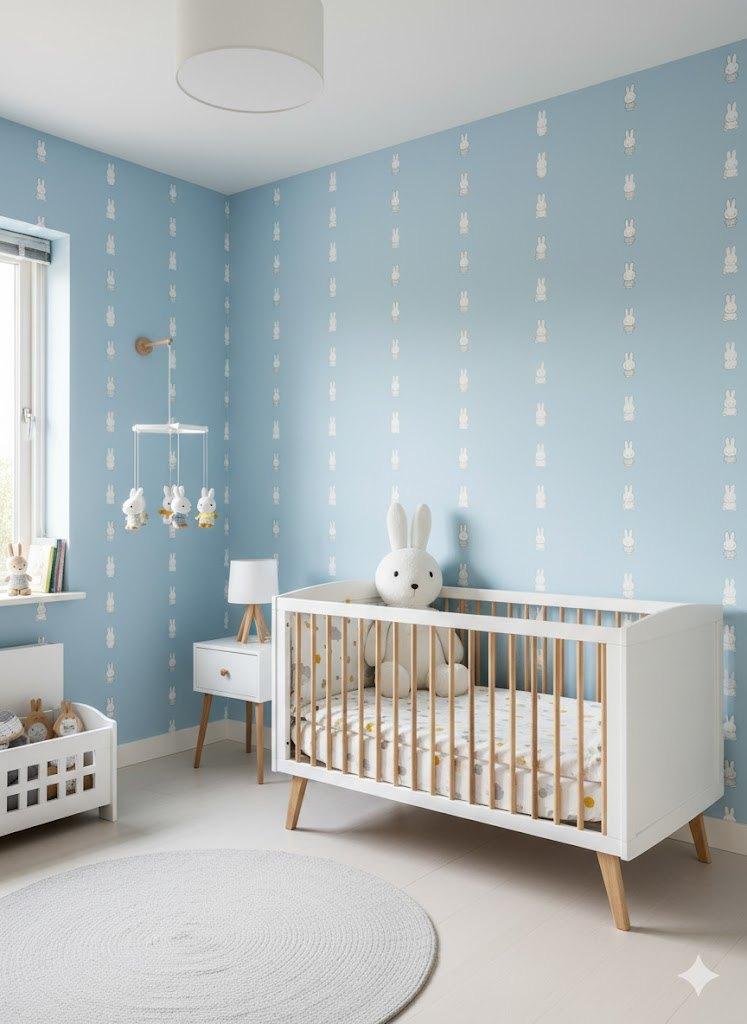 6749 nijntje  vintage kinderkamer behang swiet Dick Bruna, Huis en Inrichting, Stoffering | Behang, Wit, minder dan 10 m², Ophalen of Verzenden