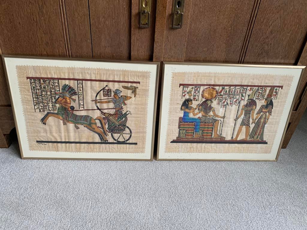 Egyptische  papyrus schilderijen, Ophalen of Verzenden