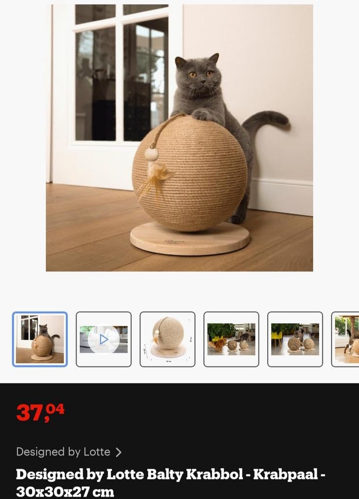 Krabpaal (bal) Designed by Lotte, Dieren en Toebehoren, Ophalen of Verzenden, Zo goed als nieuw, Overig speelgoed