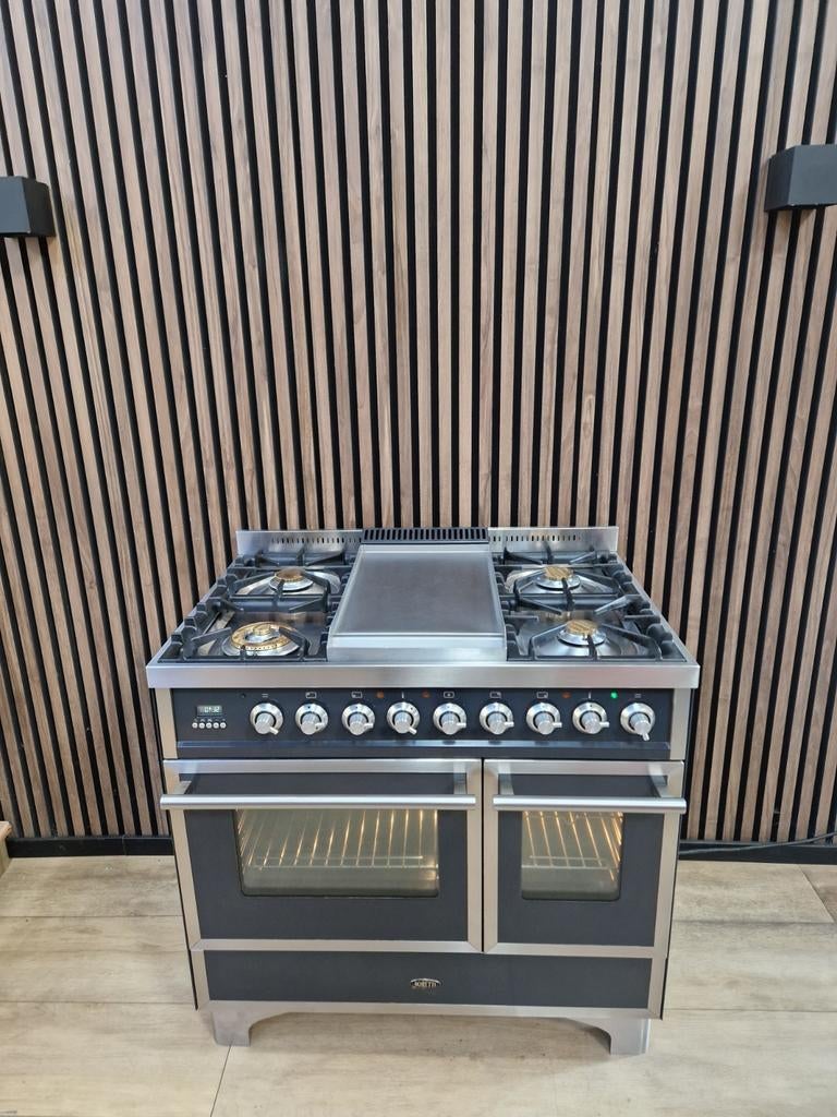 Luxe Antraciet Rvs Boretti Quadra line (Gratis bezorgen), Witgoed en Apparatuur, Fornuizen, Zo goed als nieuw, Vrijstaand, Gas