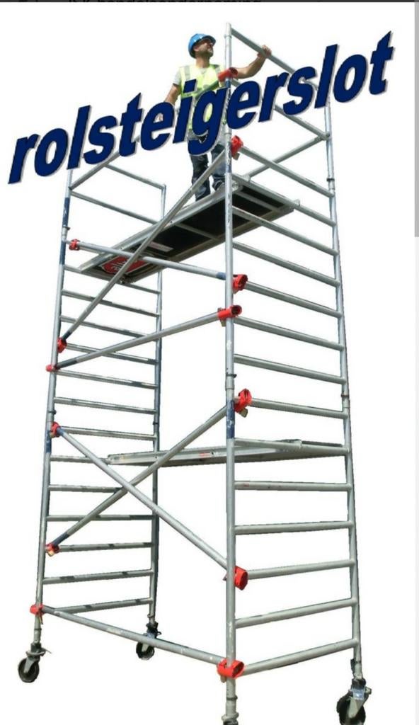 Nieuwe rolsteiger met gratis anti diefstal klemmen, Doe-het-zelf en Verbouw, Nieuw, Euroscaffold, Rolsteiger of Kamersteiger, 5 meter of hoger