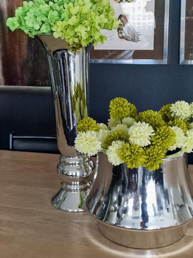 Zilver grote vazen set vaas bloemenpotten spiegeleffect, Huis en Inrichting, Woonaccessoires | Vazen, Ophalen, Overige materialen