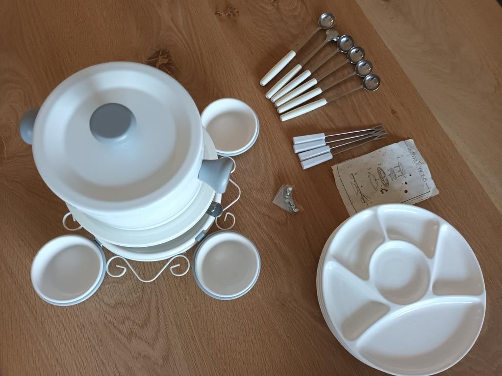 Fondueset fondue set met brander fonduebrander borden lepels, Ophalen of Verzenden, Gebruikt, Brander, Fondueset