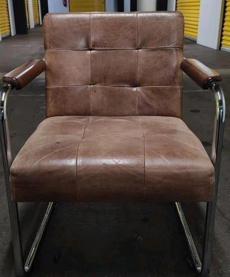 Twee mooie bruin leren stoelen., Ophalen, Gebruikt, Twee, Bruin