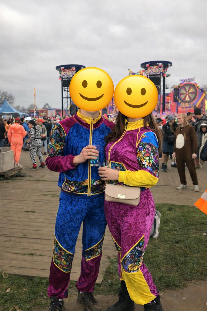 Carnaval trainingspak blauw/paars, Kleding | Heren, Carnavalskleding en Feestkleding, Zo goed als nieuw, Kleding, Carnaval, Maat 48/50 (M)