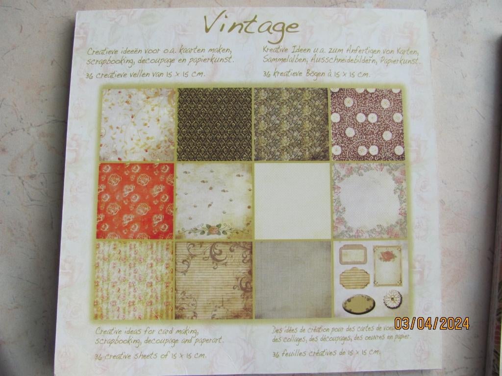NIEUWSTAAT papier VINTAGE paperpad geelbruin 12 retro DESIGN, Hobby en Vrije tijd, Scrapbooking, Ophalen of Verzenden, Nieuw, Papier of Karton