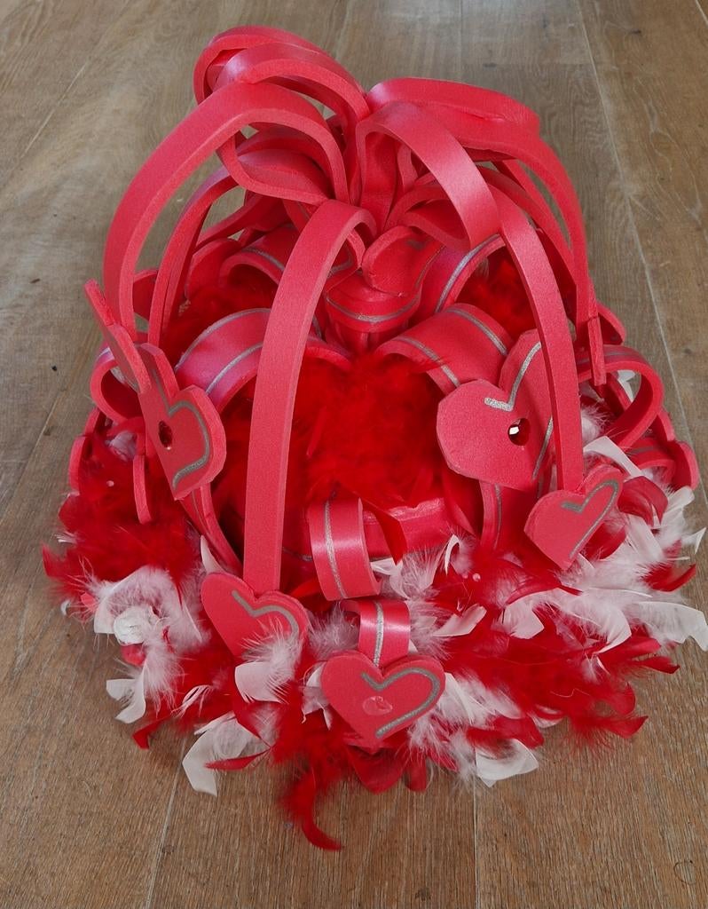 Roze Foam Hoed met Hartjes - Carnaval, Ophalen, Nieuw, Hoed of Pruik, Carnaval