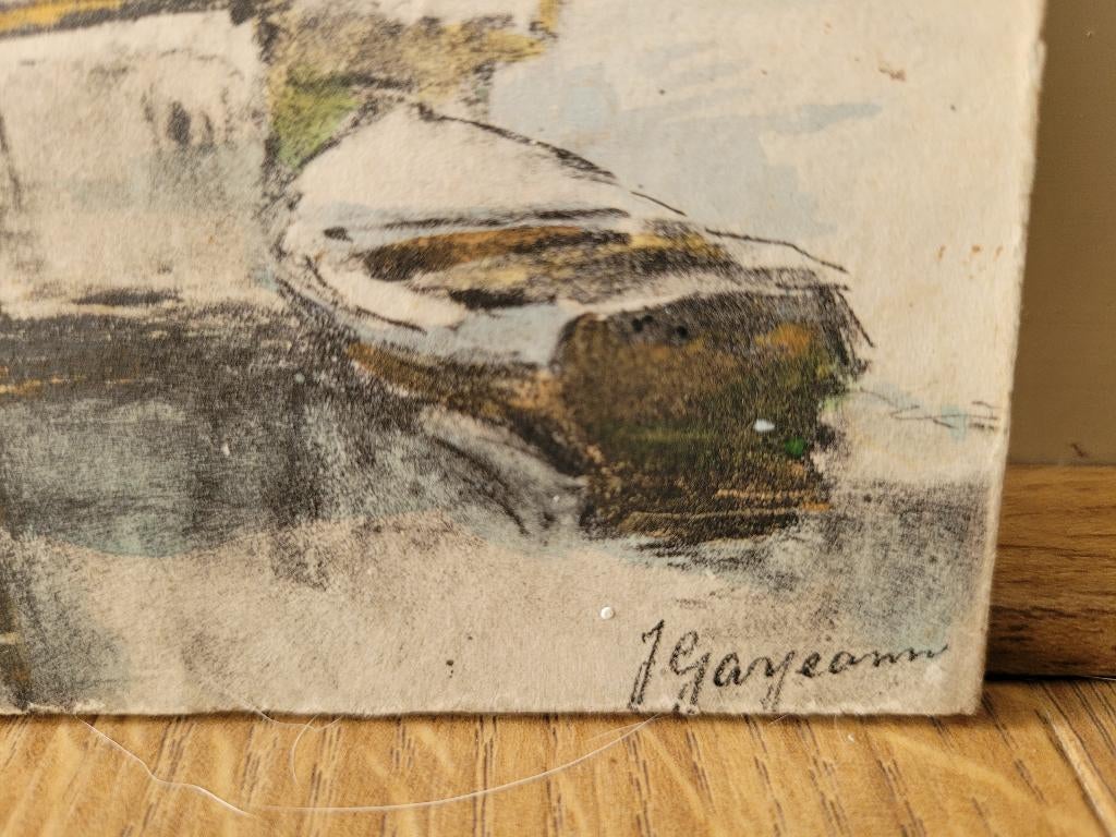 Wintergezicht op board gesign. J. Garjeanne (1860-1930), Antiek en Kunst, Ophalen of Verzenden