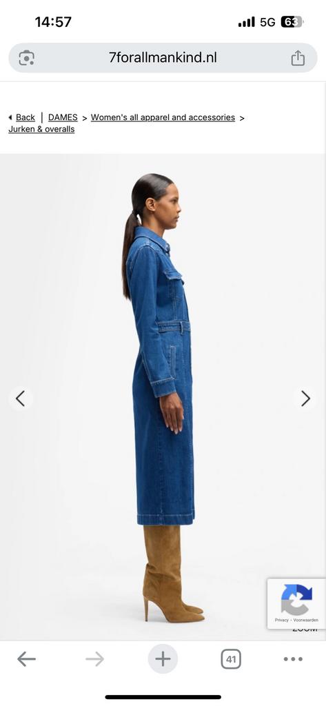 Denim dress 7 for all mankind maat m, Kleding | Dames, Jurken, Ophalen of Verzenden, Zo goed als nieuw, Maat 38/40 (M), Blauw