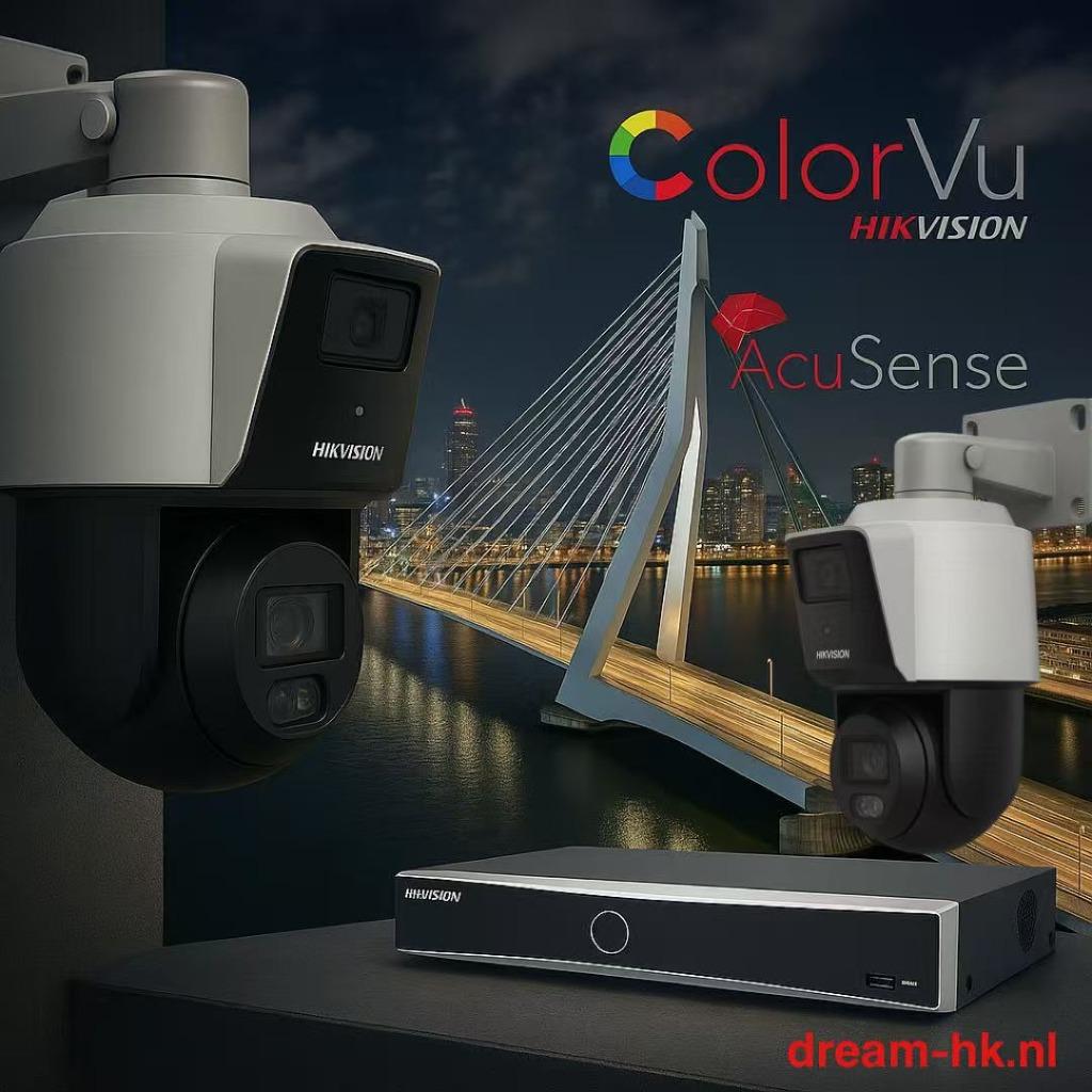 4MP Hikvision AcuSense TandemVu ColorVu PTZ IP PoE set, Audio, Tv en Foto, Videobewaking, Nieuw, Buitencamera, Ophalen of Verzenden