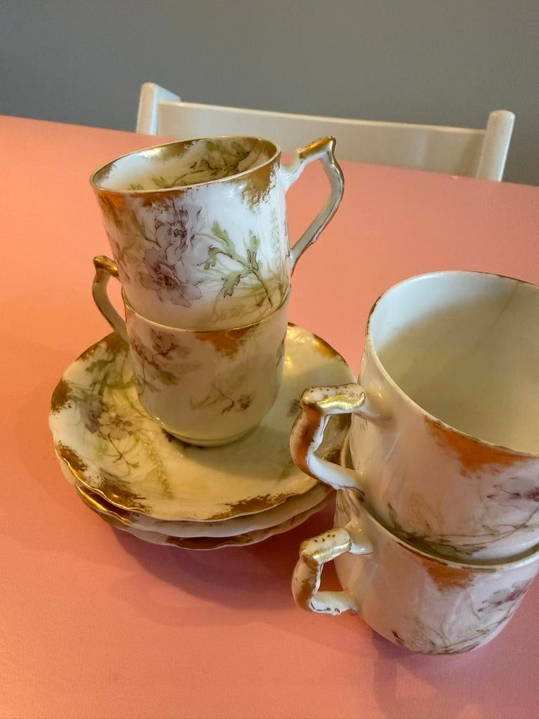 Haviland Limoges kopjes & schotels - F.C. Dupuy Amsterdam, Antiek en Kunst, Antiek | Servies compleet, Ophalen of Verzenden