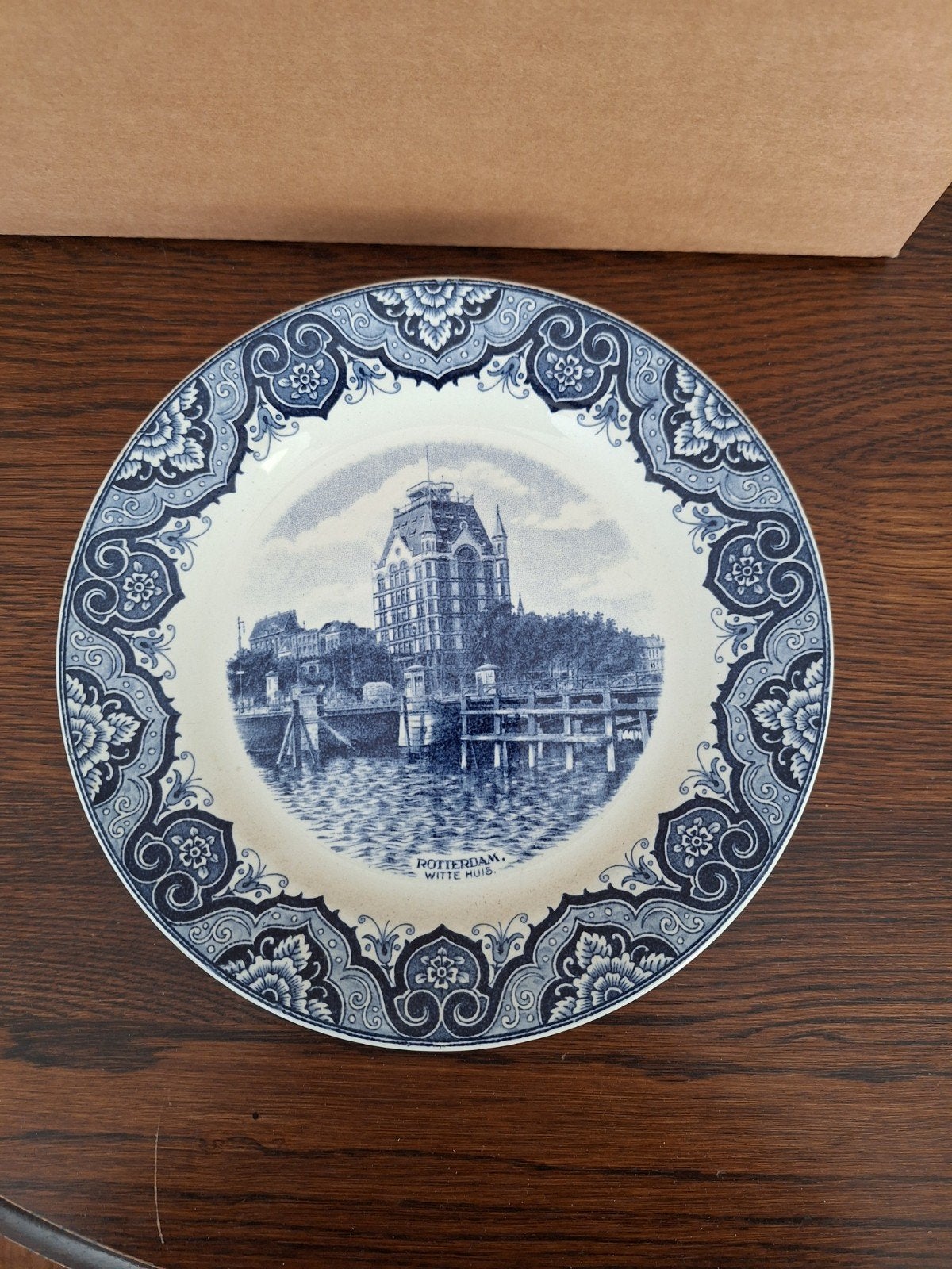 Delfts Blauw Wandbord - Het Witte Huis Rotterdam, Antiek en Kunst, Ophalen of Verzenden