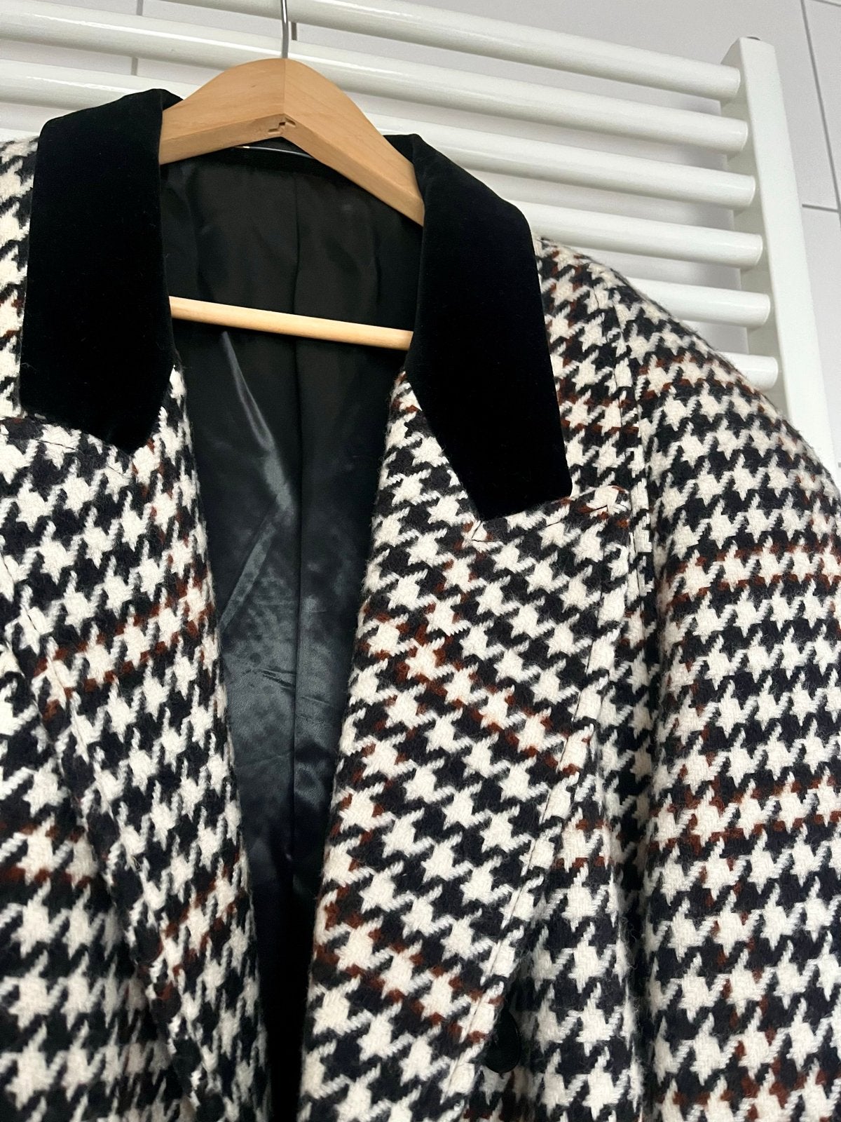 Vintage Pied de Poule Lama Jas - Made in Belgium, Ophalen of Verzenden, Zo goed als nieuw, Maat 46/48 (XL) of groter, Zwart