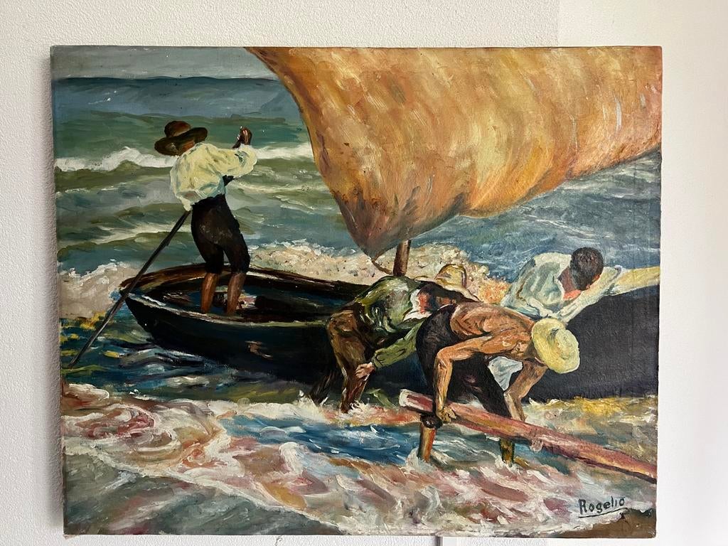 Prachtig Olieverfschilderij Rogelio - Impressionistisch, Antiek en Kunst, Kunst | Schilderijen | Modern, Ophalen of Verzenden