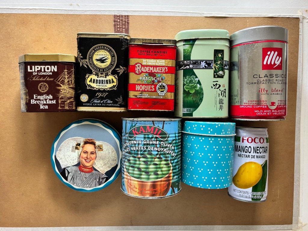 Vintage blikken - set van 9 stuks, Verzamelen, Ophalen of Verzenden, Gebruikt, Overige