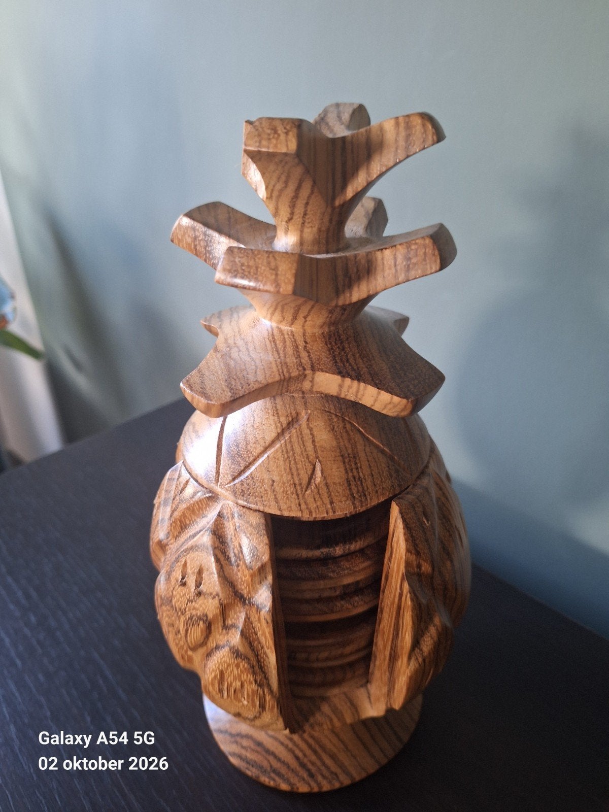 vintage houten Annanas met onderzetters, Ophalen of Verzenden