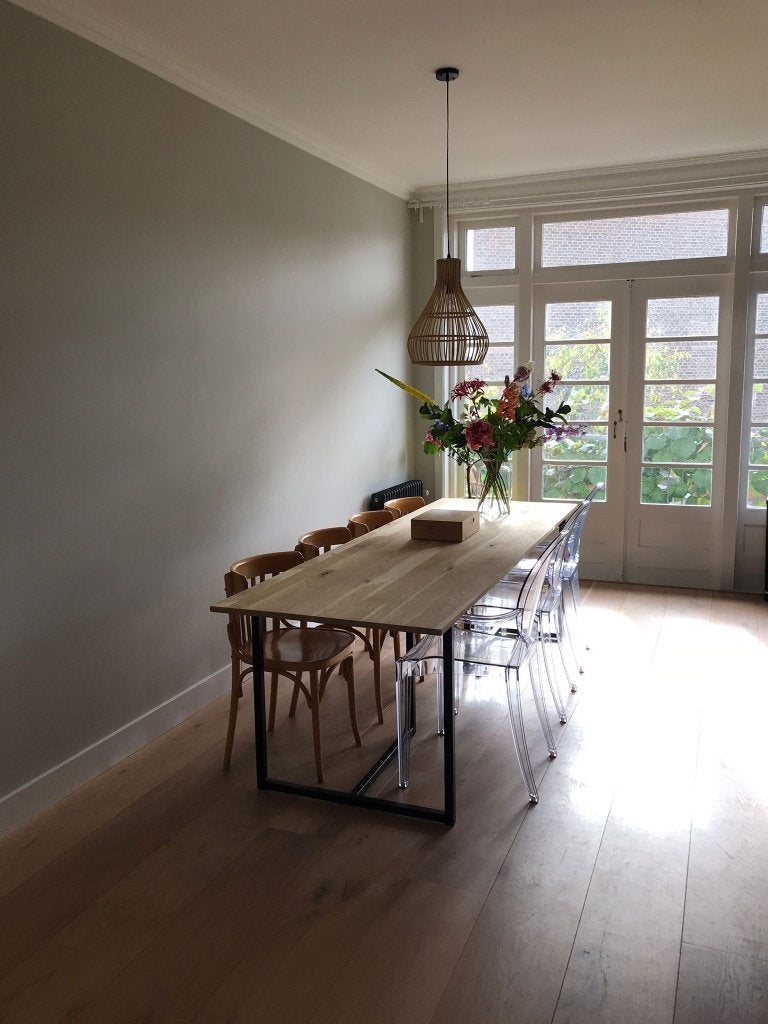 Eettafel eiken, Ophalen, Eikenhout, 200 cm of meer, 50 tot 100 cm