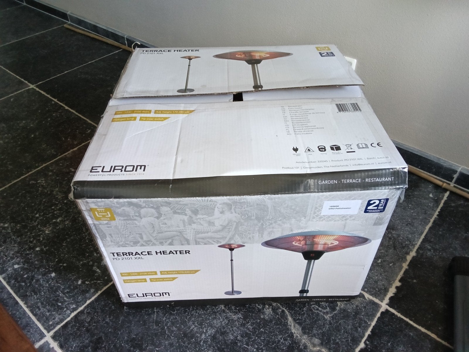 Eurom Terrasverwarmer, Ophalen, Nieuw, Elektrisch, Vloer