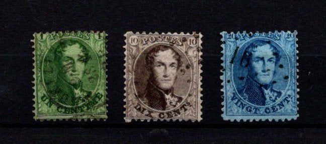 Oud Belgie gestempeld - 13B/15B - 1863  --  T156, Verzenden, Gestempeld