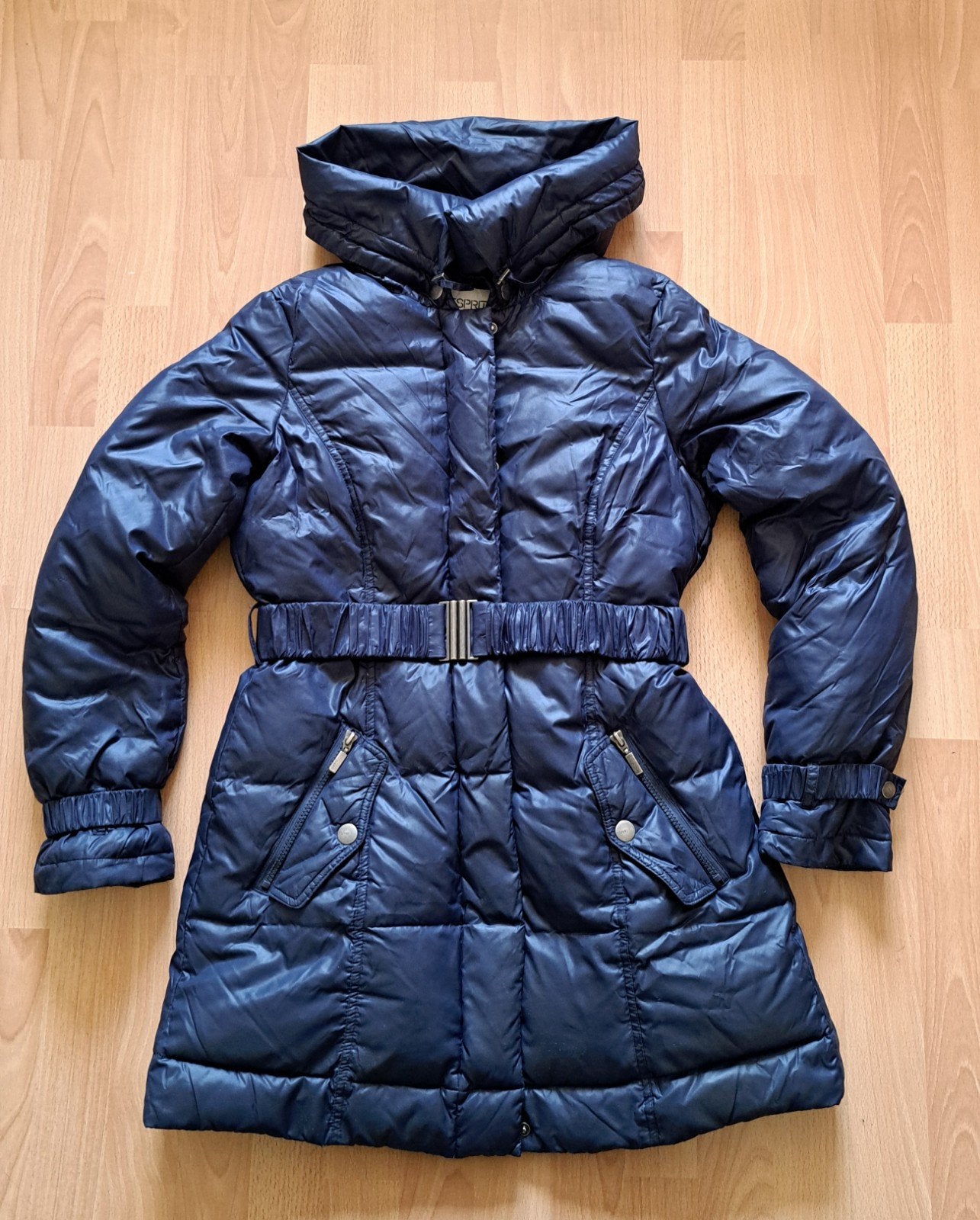 Esprit lange winterjas mt38, Maat 38/40 (M), Blauw, Ophalen of Verzenden, Zo goed als nieuw