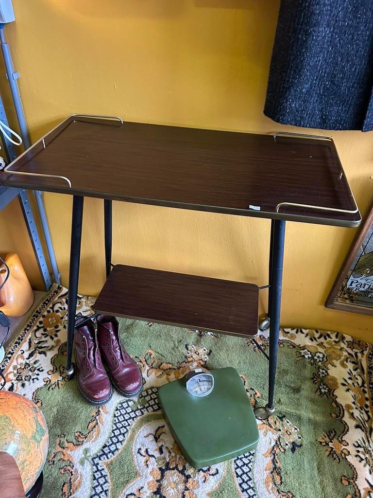 Vintage jaren 60/70 donkerbruine serveer trolley, Ophalen, Huis en Inrichting