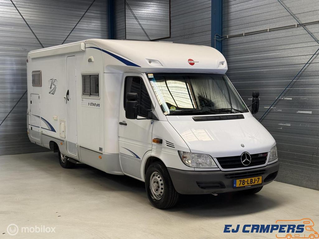 Mercedes BURSTNER T STAR 695 Airco op motor!, Caravans en Kamperen, Campers, Ringverwarming, Bedrijf, Luifel, Half-integraal