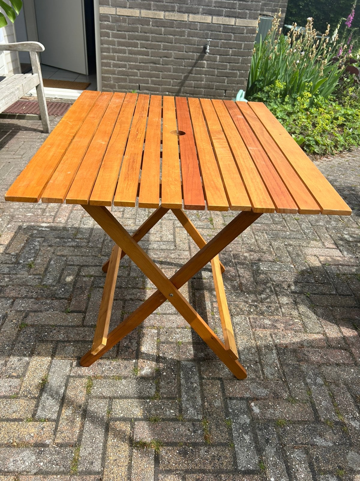 Houten bijzet tafel voor buiten, Tuin en Terras, Tuintafels, Ophalen, Gebruikt, Rechthoekig, Hout