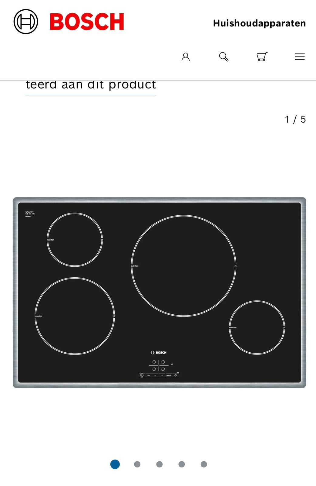 ZGAN !! Bosch inbouw inductiekookplaat PIL845B17E, Zo goed als nieuw, Energieklasse A of zuiniger, Inbouw, Inductie