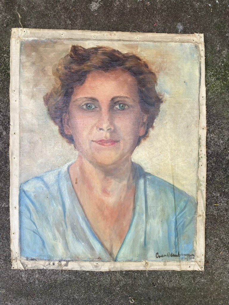 portetschilderij, Antiek en Kunst, Kunst | Schilderijen | Klassiek, Ophalen of Verzenden, Portret of Personen, Doek