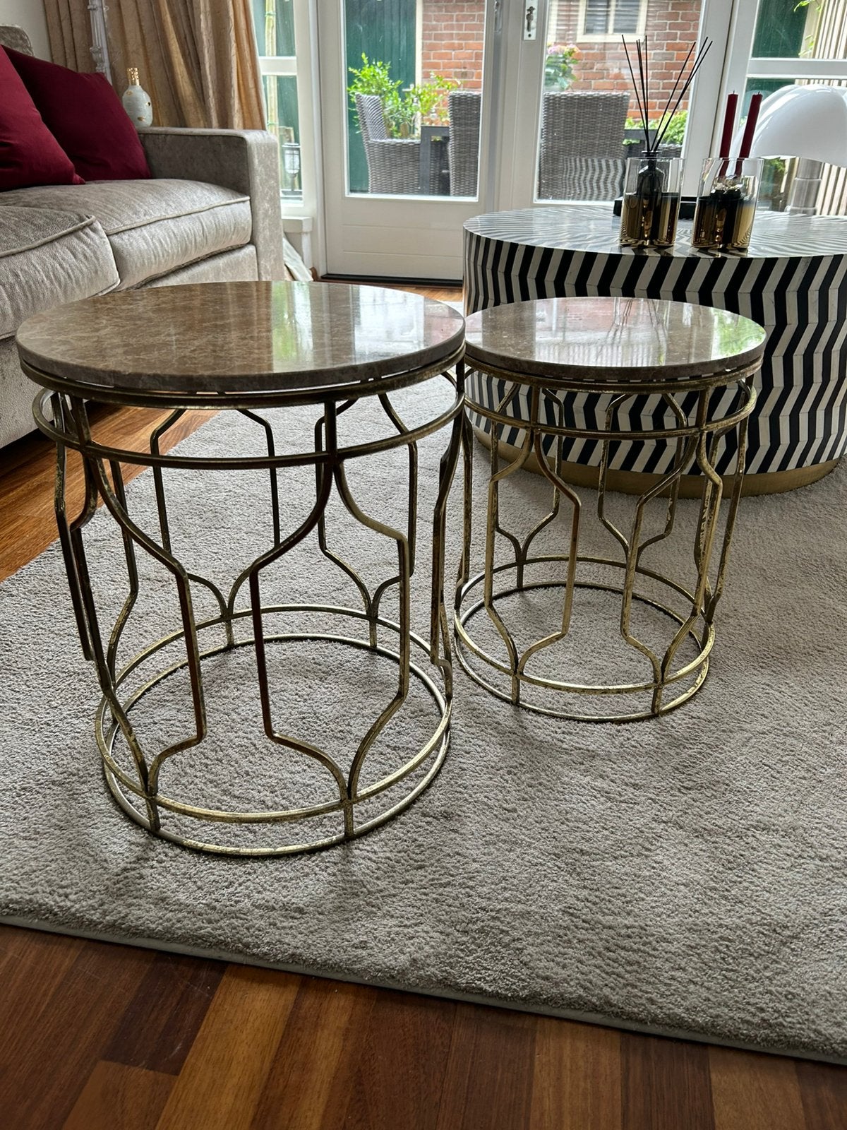 Zara marmeren bijzettafels, Huis en Inrichting, 45 tot 60 cm, Minder dan 55 cm, Rond, Ophalen of Verzenden