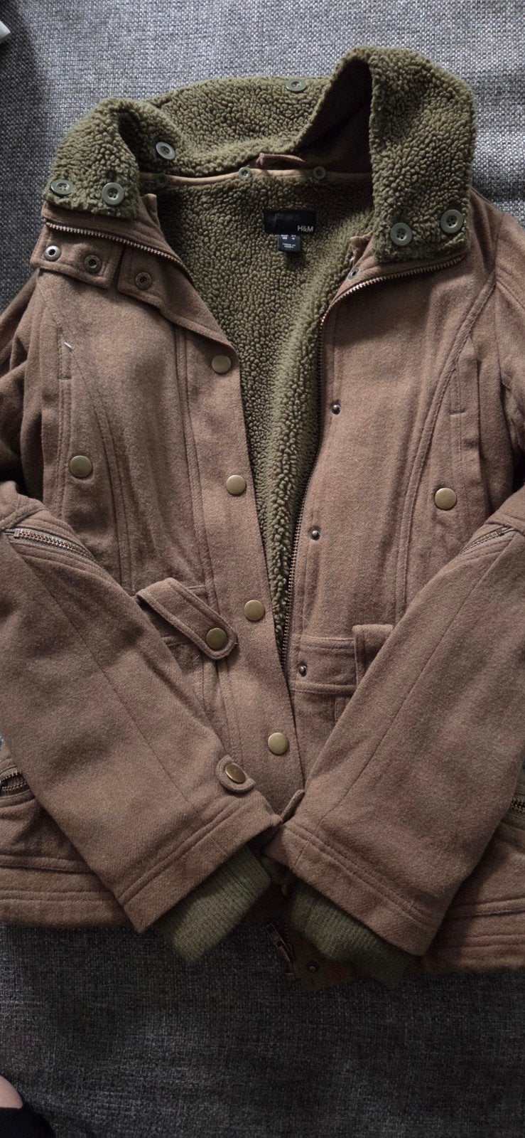 H&M Jas met teddy voering - Maat 34 (XS), Ophalen, H&M, Bruin, Maat 34 (XS) of kleiner