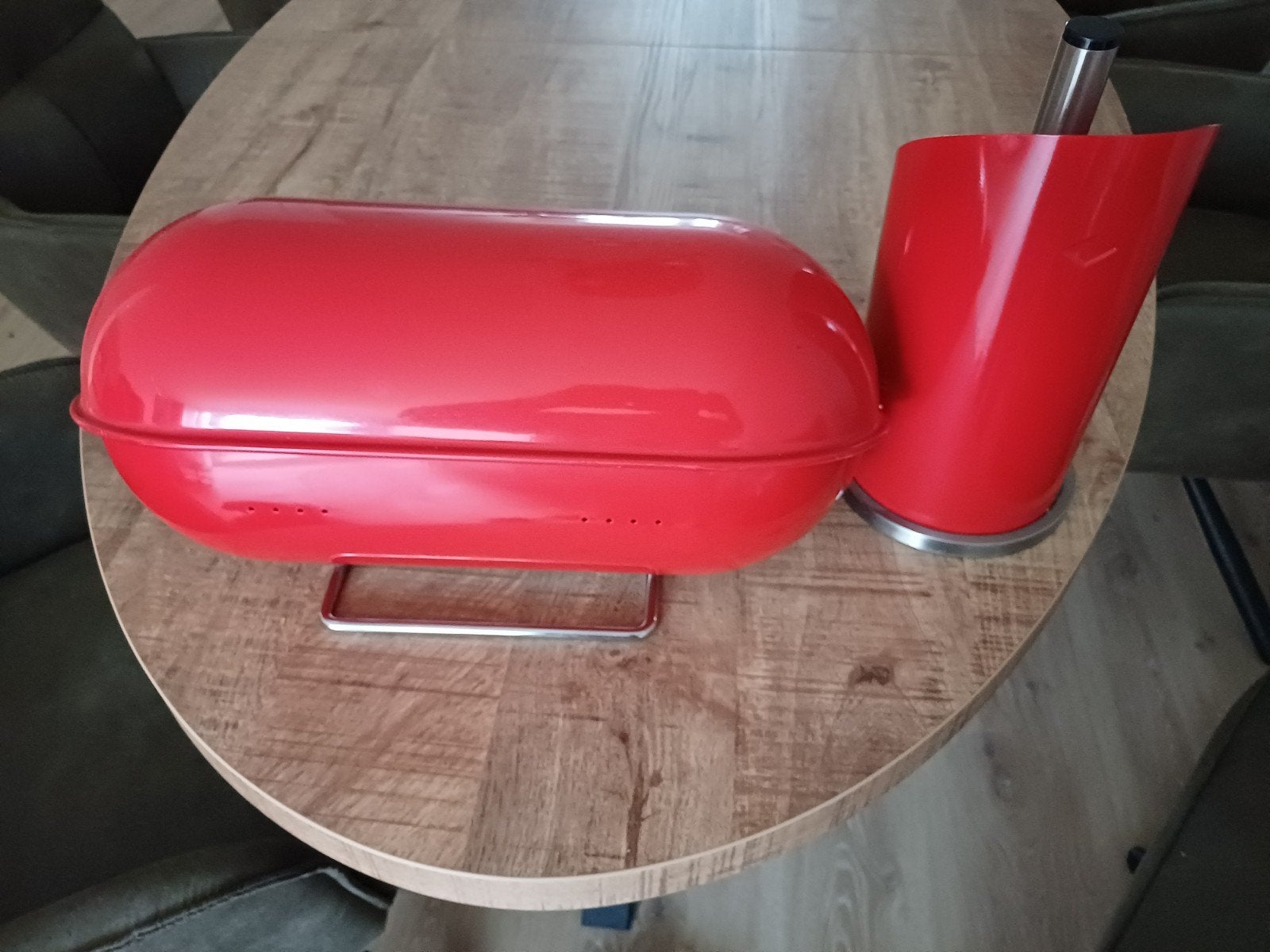 Wesco Broodtrommel en Keukenrolhouder Rood, Ophalen, Gebruikt, Metaal, Broodtrommel
