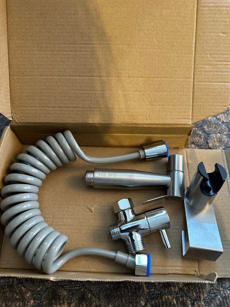 Bidet Douche Set RVS met Flexibele Slang en Houder, Ophalen of Verzenden, Nieuw, Grijs, Overige typen