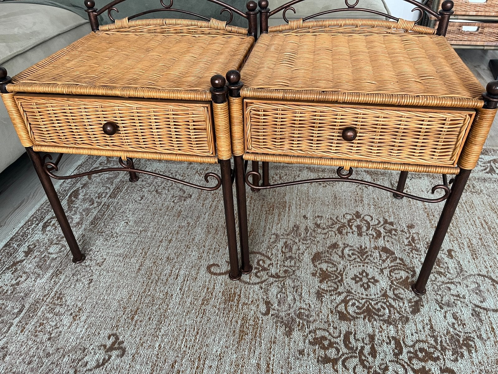 Rotan nachtkastjes vintage, Ophalen, Overige materialen, 50 tot 100 cm, Zo goed als nieuw