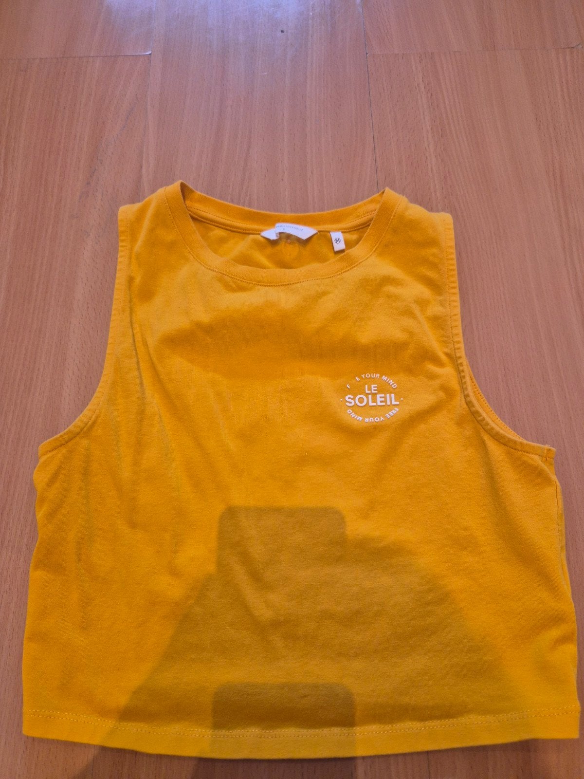 Mosterdgele Croptop 'LE SOLEIL' - Maat S, Ophalen of Verzenden