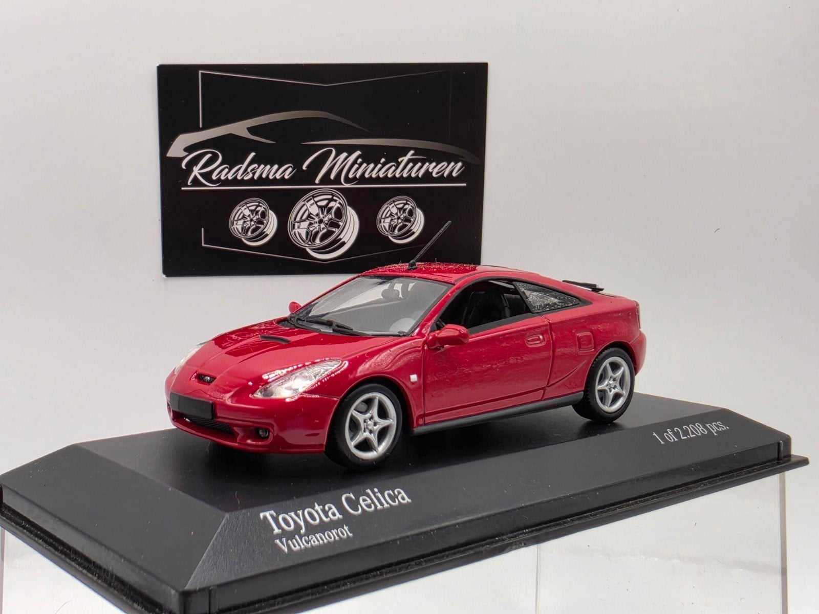 Toyota Celica T23 - Rood - 1:43 Minichamps, Hobby en Vrije tijd, Modelauto's | 1:43, Auto, Ophalen of Verzenden, Zo goed als nieuw