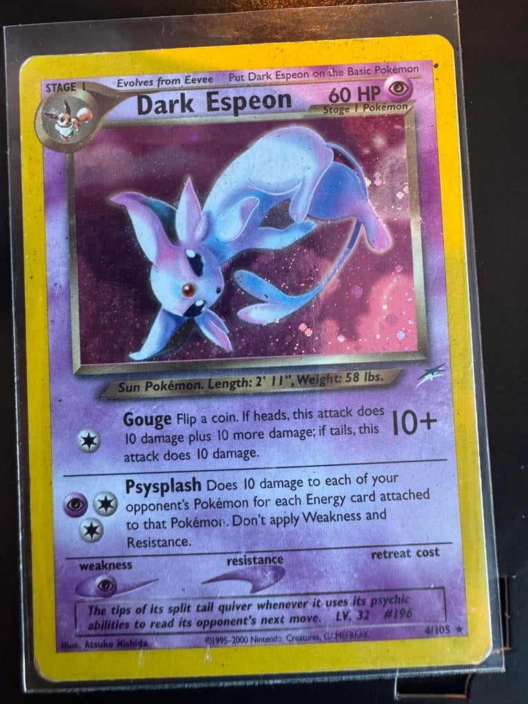 Dark Espeon Pokémon Kaart - Neo Destiny 4/105, Ophalen of Verzenden, Gebruikt, Losse kaart, Foil