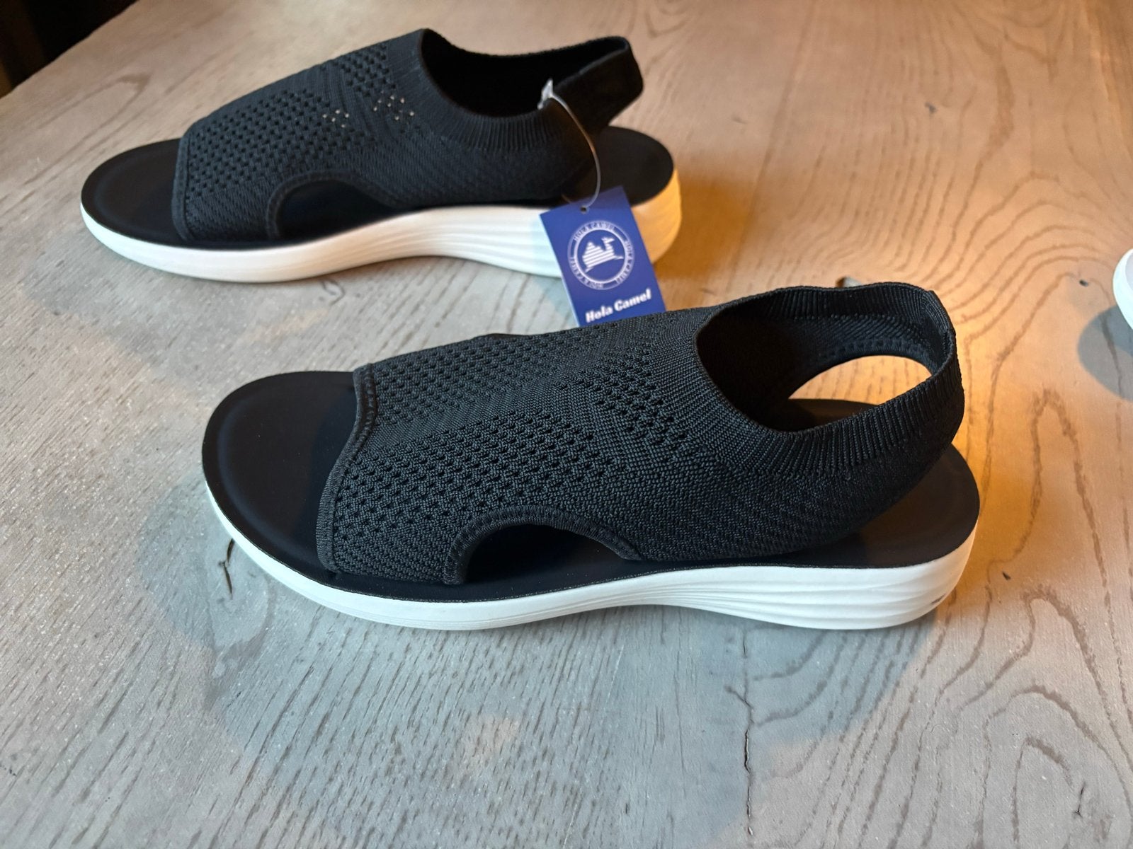 Comfortabele leuke open schoenen mt 39, zwart en grijs, Ophalen of Verzenden, Nieuw, Zwart, Sandalen of Muiltjes