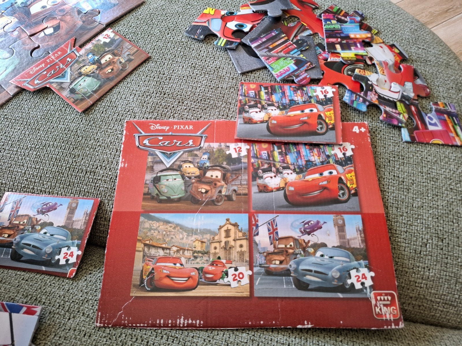 Cars Puzzels (4 stuks) - Losse zakjes met voorbeeld, Ophalen of Verzenden, 10 tot 50 stukjes, Gebruikt, 4 tot 6 jaar