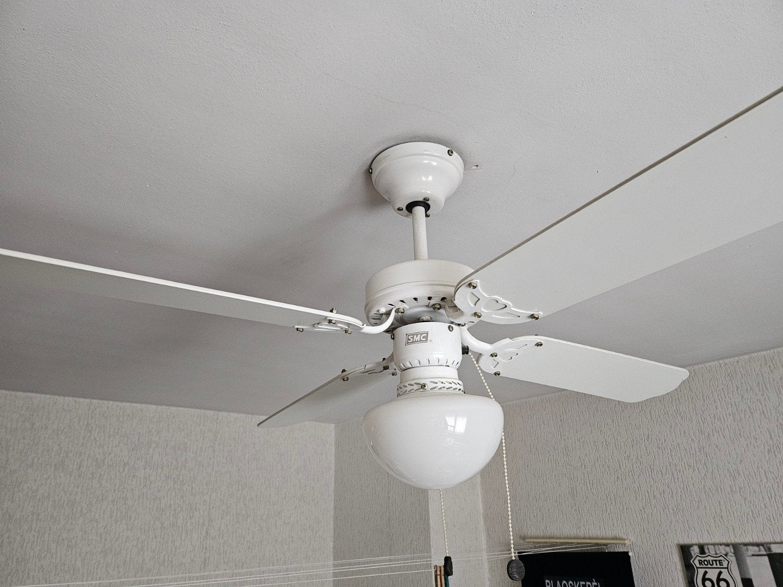 Witte plafondventilator met verlichting - SMC, Wit, Overige merken, Gebruikt, Ophalen of Verzenden