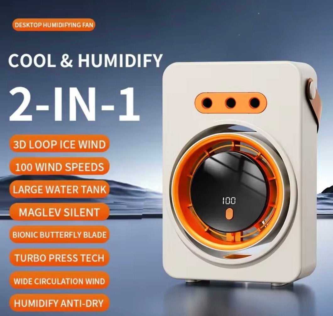 2-in-1 Bureau Ventilator & Luchtbevochtiger water nevel-fan, Ophalen of Verzenden, Nieuw