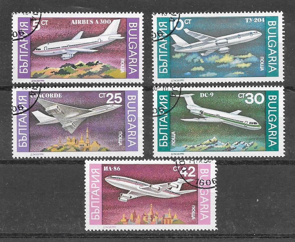 Bulgarije 1990 Vliegtuigen, Verzenden, Bulgarije, Gestempeld