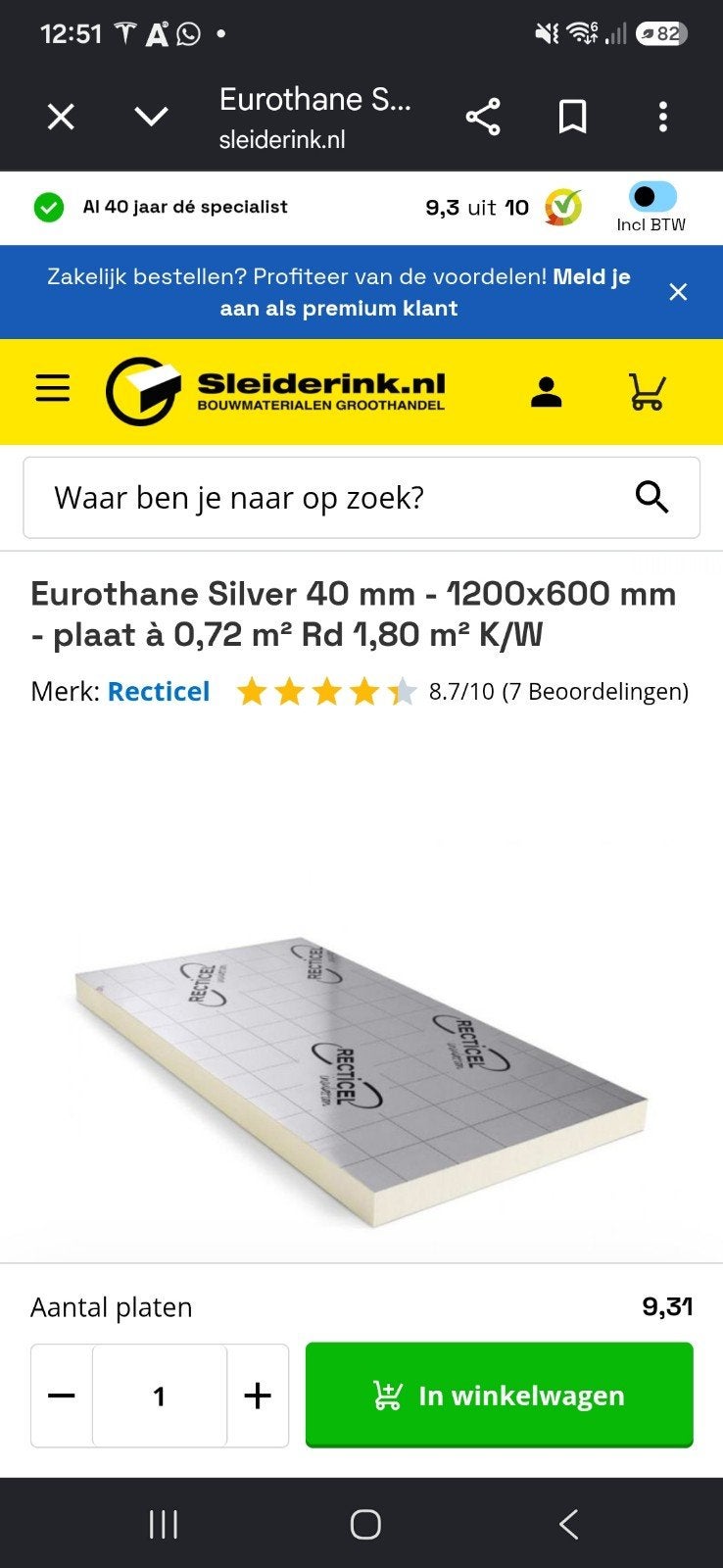 Recticel Pir Isolatie 40mm (44 platen, 31m2), Ophalen, 4 tot 8 cm, Vloerisolatie, Nieuw