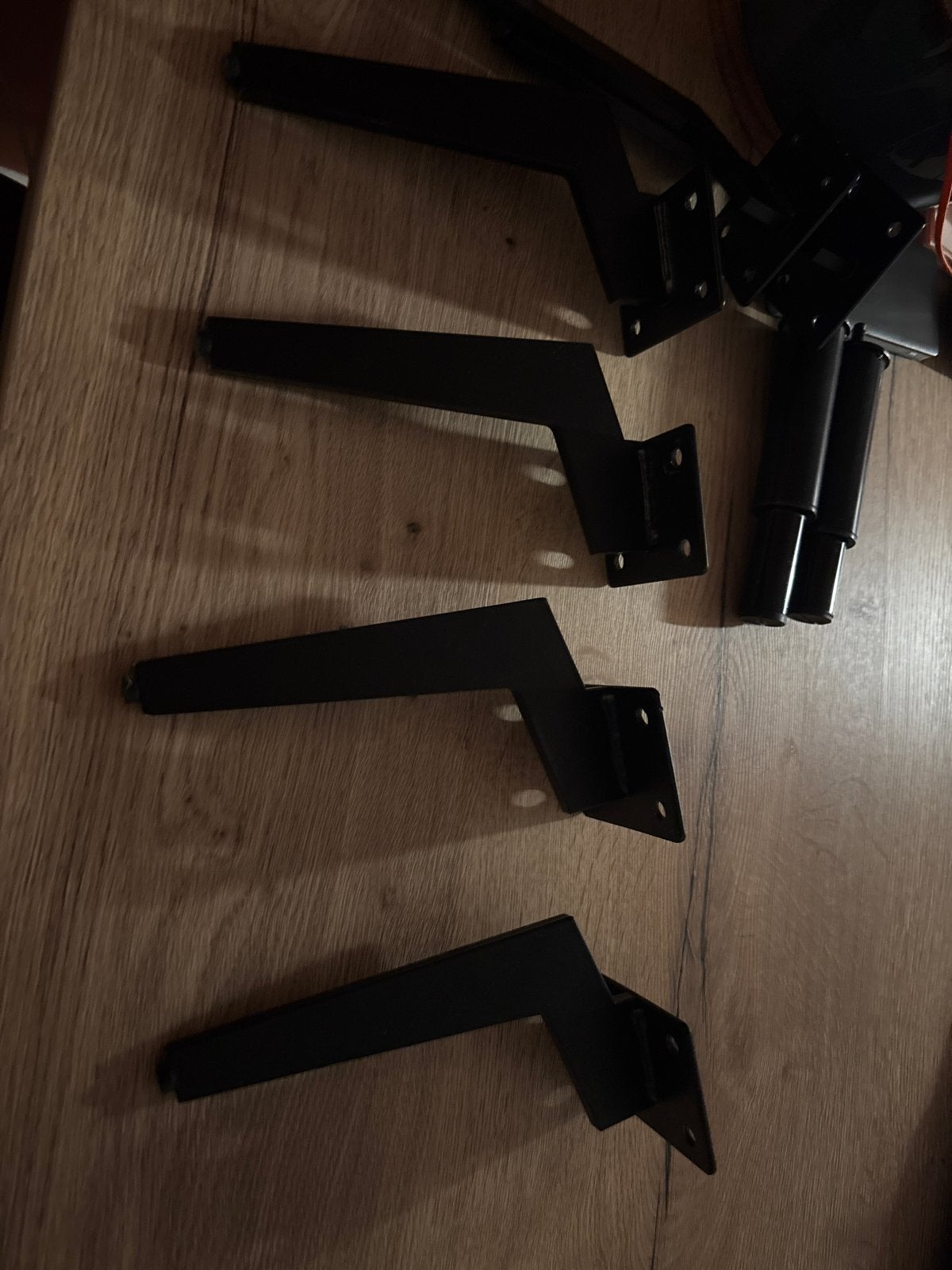 Zwarte metalen tafelpoten en verstelbare poten (set), Ophalen, Tafelpoot, Minder dan 50 cm, Zo goed als nieuw