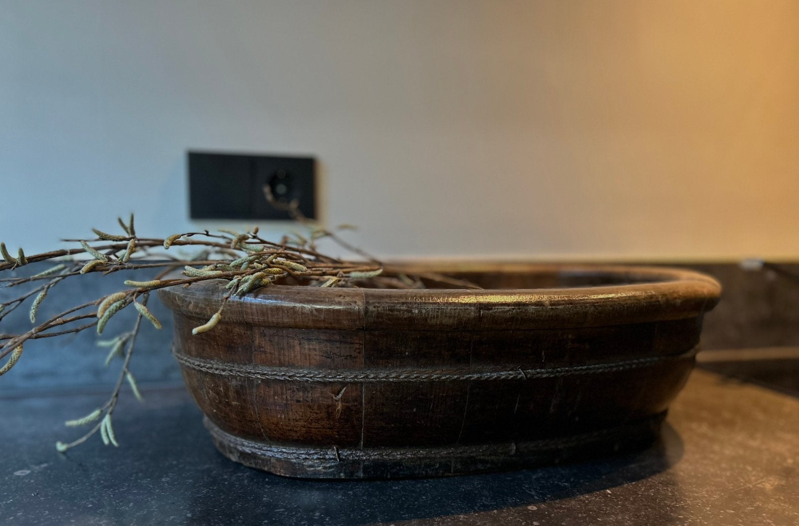 Oud Chinees houten voetenbad schaal kuip oosters, Ophalen of Verzenden, Zo goed als nieuw, Rond, Hout