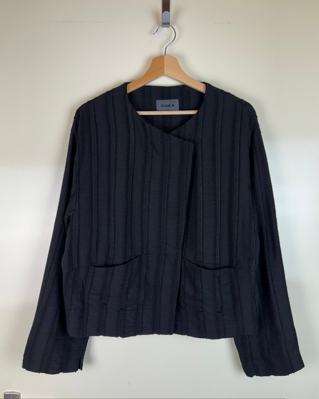 OSKA Wool Striped Avant Garde Gothic Jacket Short Blazer L, Verzenden, Zwart, Maat 42/44 (L), Zo goed als nieuw