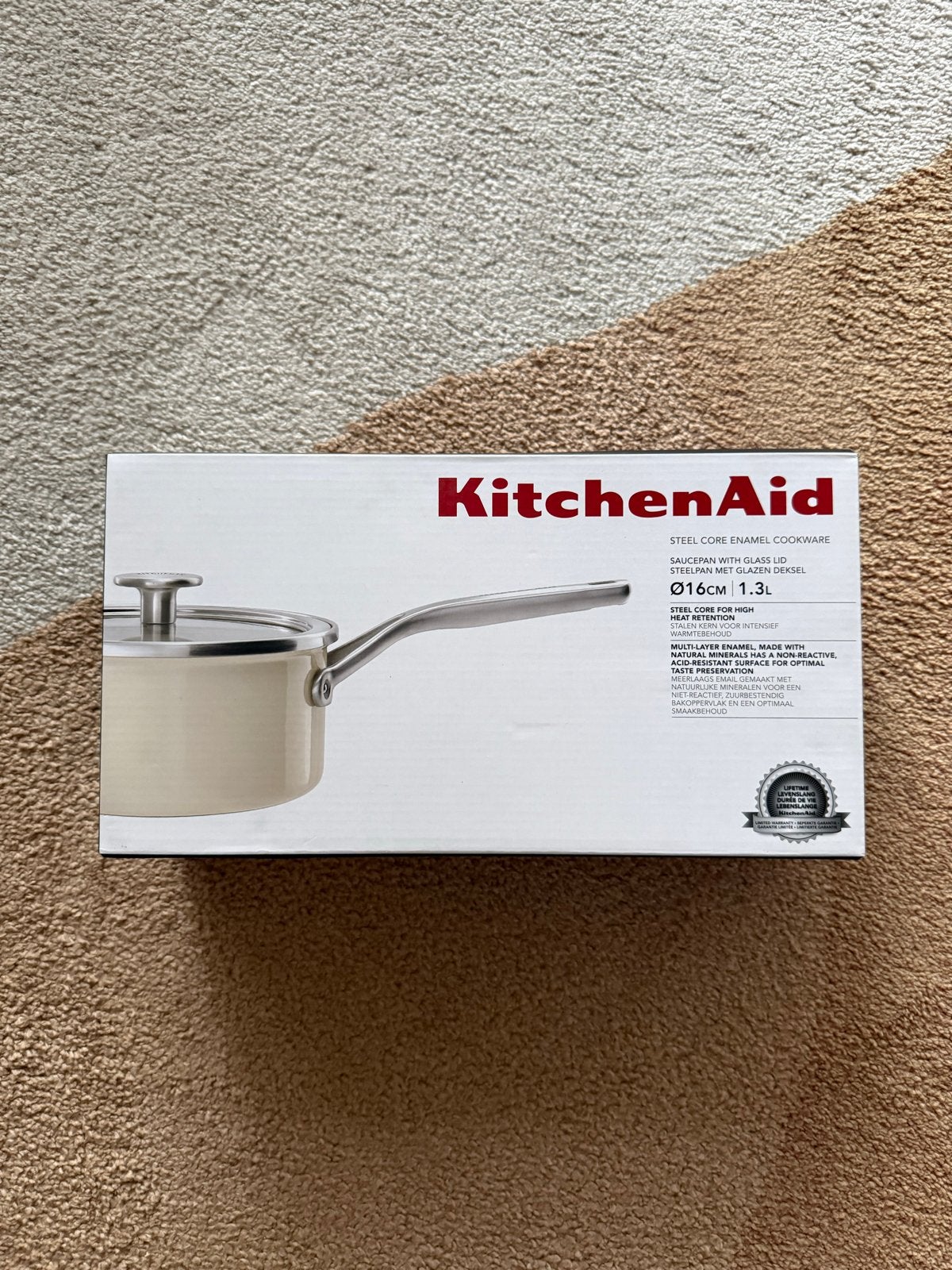 KitchenAid Steel Core Emaille Kookpan 16cm 1.3L, Huis en Inrichting, Met deksel, Nieuw, Ophalen of Verzenden, Kookpan