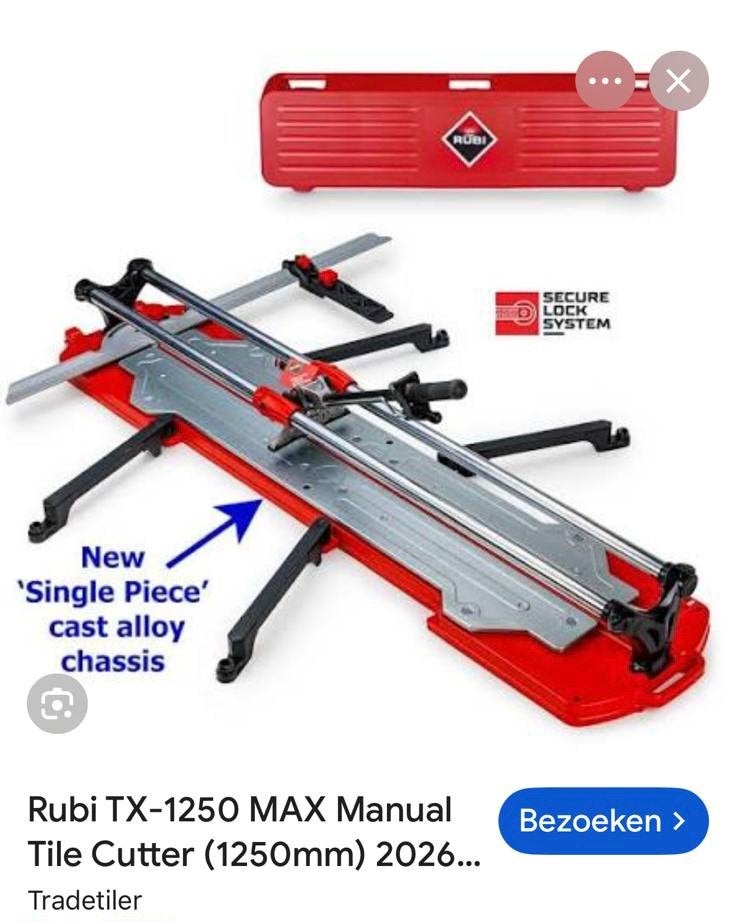 Rubi TX-1250 MAX Tegelsnijder – Zo goed als nieuw, Ophalen of Verzenden, Zo goed als nieuw